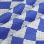 Tissu double gaze damier craie bleu - mondial tissus