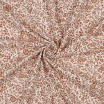 Tissu double gaze feuillage fleuri caramel cru - mondial tissus