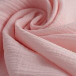 Tissu double gaze gaby rose perle - mt - mondial tissus