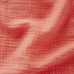 Tissu double gaze glitter foiled 4 ptales dor rose - domotex - mondial tissus