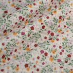 Tissu double gaze mini fleuri dense rose �cru - mondial tissus