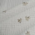 Tissu double gaze oiseaux beige �cru - mondial tissus