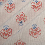 Tissu double gaze pique floral rose - mt - mondial tissus