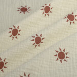 Tissu double gaze soleil marron beige - mondial tissus