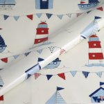Tissu enduit �pais phares et guirlandes bleu - fryett's - mondial tissus
