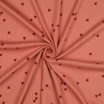 Tissu c�te fantaisie coeur rose - mondial tissus