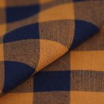 Tissu flanelle coton vichy camel marine - mt - mondial tissus