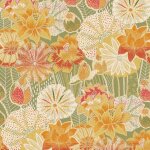 Tissu jacquard opium fleur japonisante kaki - mondial tissus