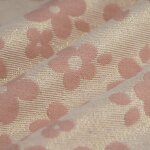 Tissu jacquard polycoton fleurs rose fond m�tallis� �cru - mt - mondial tissus