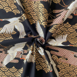 Tissu japonais vol d'oiseaux dor� et noir - naka - naka - mondial tissus