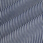 Tissu jeans fine rayure oshkosh navy blanc - mondial tissus
