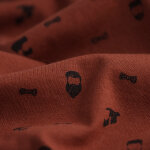 Tissu jersey de coton barbe noire rouge bordeaux - mt - mondial tissus