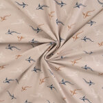 Tissu jersey coton �lasthanne poissons beige - mondial tissus