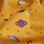 Tissu jersey coton plan�tes moutarde - mt - mondial tissus