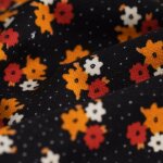 Tissu jersey polyester fluide bouquet rose noir - mt - mondial tissus