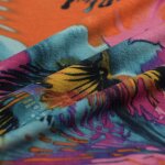 Tissu jersey viscose �lasthanne feuillage psych� multicolore - mondial tissus