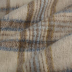 Tissu lainage manteau carreaux brouill� beige bleu - mondial tissus