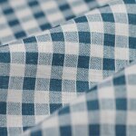 Tissu lin lav� bleu vichy - mt - mondial tissus