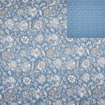 Tissu matelass boutis imprim fleur indienne bleu 270 cm - mondial tissus
