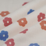 Tissu molleton fleur 6 ptales multicolore cru - mt - mondial tissus