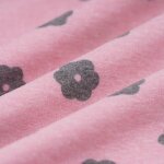 Tissu molleton fleur 6 ptales rose bleu gris - mt - mondial tissus