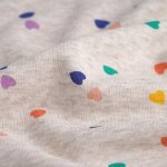 Tissu molleton sweat coeurs beige - mondial tissus