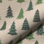 Tissu de nol bachette linenlook cru sapins - mondial tissus