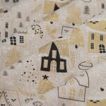 Tissu de nol bachette maisonnette enneige beige - mt - mondial tissus