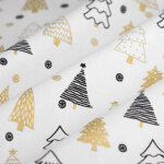 Tissu de nol bachette sapin noir or blanc - mt - mondial tissus