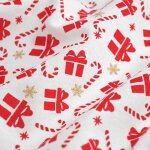 Tissu de nol cadeaux et sucres d'orges blanc - mt - mondial tissus