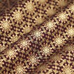 Tissu de nol cretonne toile 6 branches bordeaux - mondial tissus