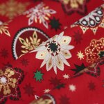 Tissu de no�l cretonne �toile mandala rouge - mondial tissus