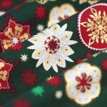 Tissu de no�l cretonne �toile mandala vert - mondial tissus