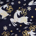 Tissu de nol cretonne renne toile bleu - mondial tissus