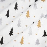 Tissu de nol cretonne sapin noir or argent - mt - mondial tissus