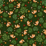 Tissu patchwork renard fond vert - mondial tissus