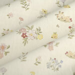 Tissu popeline coton animaux fleuri cru - mondial tissus