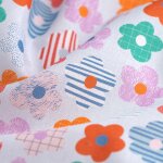 Tissu popeline de coton fleurs patchwork blanc - mt - mondial tissus