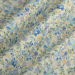 Tissu popeline coton fleuri bleu cru - mondial tissus