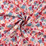Tissu popeline de coton imprim� bouquet de fleurs rose - mondial tissus