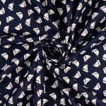 Tissu popeline coton petit voilier bleu marine - mondial tissus
