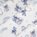 Tissu popeline coton lilo et stitch et angel blanc - mt - mondial tissus
