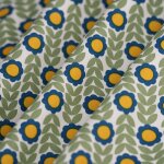 Tissu popeline coton tournesol ligne vert - mt - mondial tissus