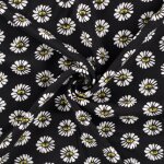 Tissu popeline viscose imprim petites pquerettes noir - mondial tissus