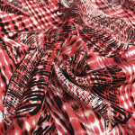 Tissu popeline de viscose tie and die feuilles rouge - mondial tissus