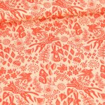 Tissu satin de coton organique imprim� balade en for�t orang� et �cru - albstoffe - albstoffe - mondial ...