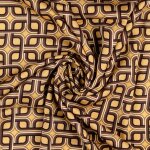 Tissu satin viscose imprim foulard graphique marron - mondial tissus