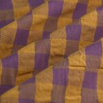 Tissu seersucker grand carreaux parme miel - mondial tissus