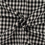 Tissu seersucker imprim� vichy noir - mondial tissus