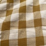 Tissu seersucker maxi vichy caramel 20mm recycl� - mondial tissus